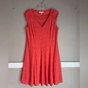 Sabina Coral Eyelet Mini Dress
